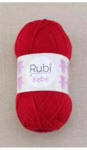 Ovillo de lana Rubí color rojo